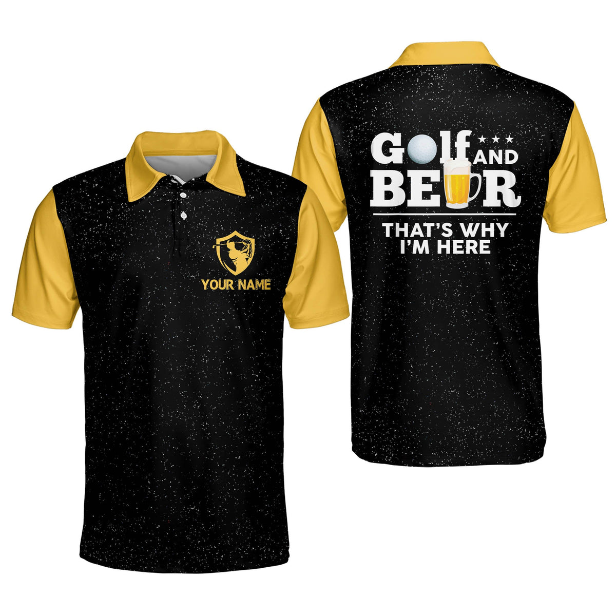 Personalized 3D Funny Golf Polo Shirts for Men Golf and Beer Men's Golf