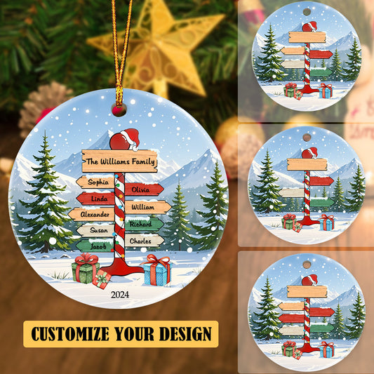 Personalized Christmas Road Sign Name Ornament - Gift for Family, Custom Family Christmas Ornament With Name ON0042