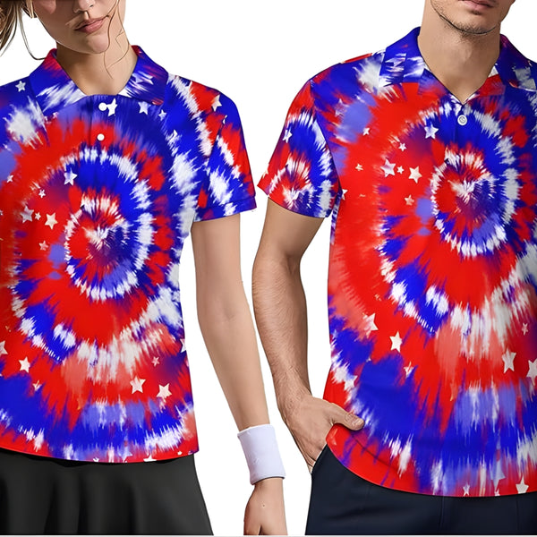 Tie Dye Mens And Women Matching Golf Polo Shirts, Matching Couples Golf Shirts GZ0171