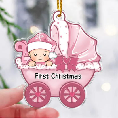 Baby's First Christmas, Baby Carriage, Custom Gift for Baby - Personalized Acrylic Ornament, Personalized Baby New Parents First Christmas Ornament 2024 ON0259