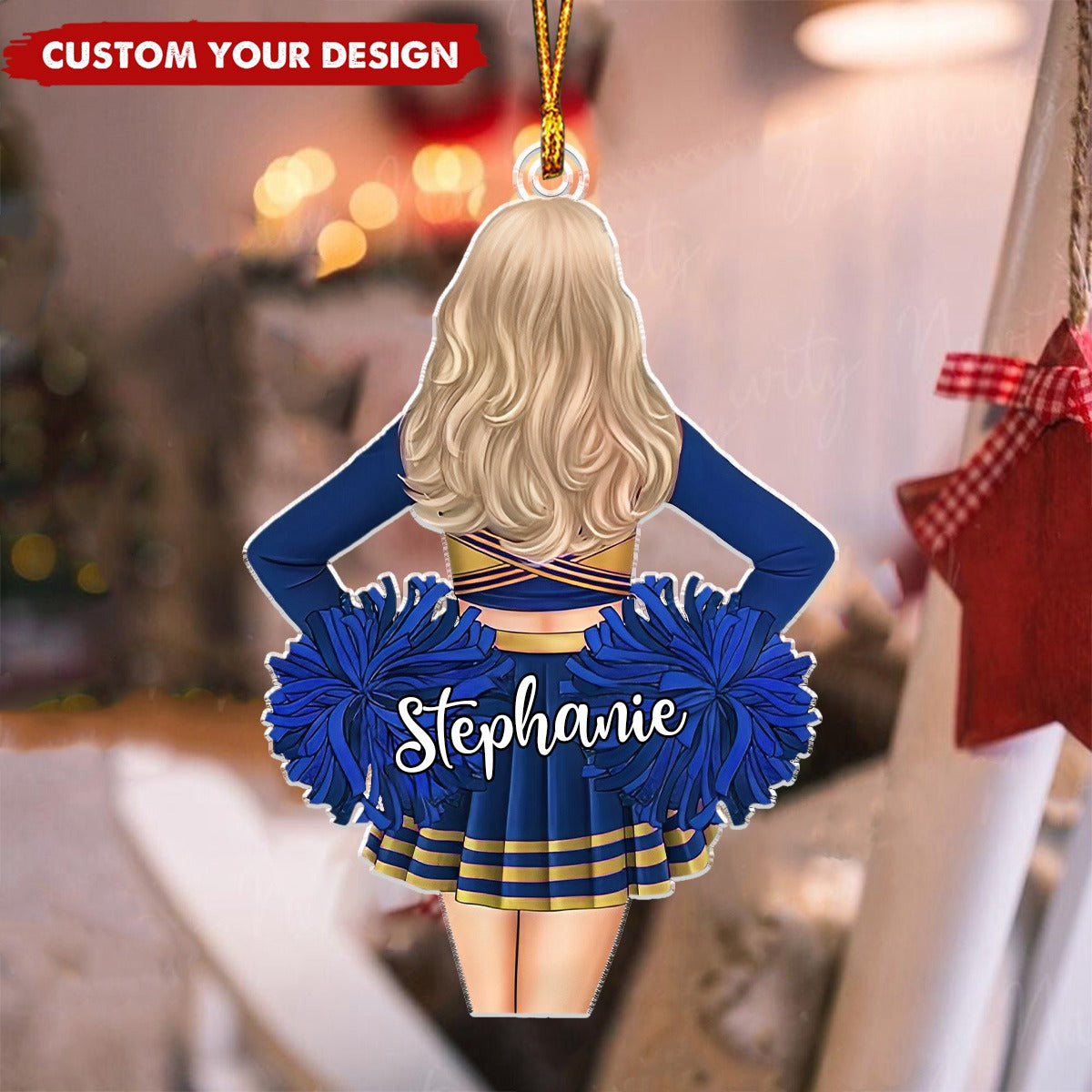 Custom Cheerleader Girl Christmas Ornament, Custom Cheerleader Ornament 2024, Personalized Cheerleading Team Ornament ON1436