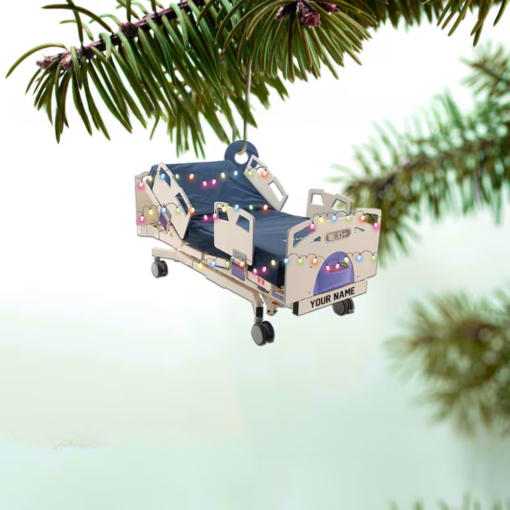 Personalized Surgery Medicine Hospital Bed Intensive Care Unit Xmas Ornament, Custom Hospital Bed Ornament ON0307