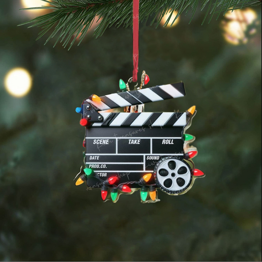 Film Clapboard Xmas Light Ornament, Movie Clapperboard Theater Ornament ON0986