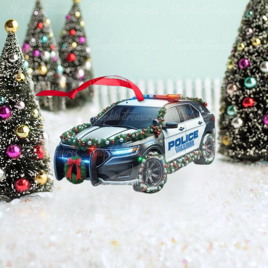 Personalized Police Car Christmas Ornament, Custom Name Police Ornament ON0987