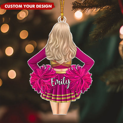 Custom Cheerleader Girl Christmas Ornament, Custom Cheerleader Ornament 2024, Personalized Cheerleading Team Ornament ON1436