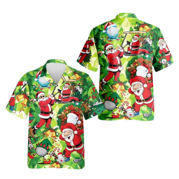 Santa Christmas Golf Hawaiian Shirt Men, Christmas Golf Shirts GE0184
