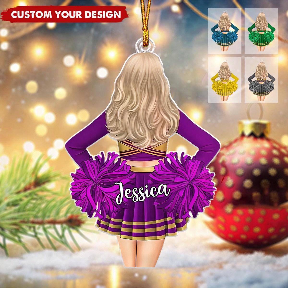 Custom Cheerleader Girl Christmas Ornament, Custom Cheerleader Ornament 2024, Personalized Cheerleading Team Ornament ON1436