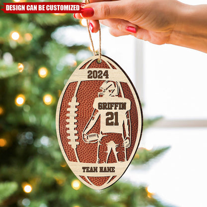 Personalized Football Player Wood Christmas Ornament, Custom Name Number Football Team Ornament ON0016