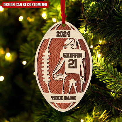 Personalized Football Player Wood Christmas Ornament, Custom Name Number Football Team Ornament ON0016