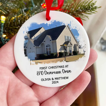 Personalized First Christmas At New Home Ornament 2024, Custom Photo New Home Christmas Ornament With Address ON0119