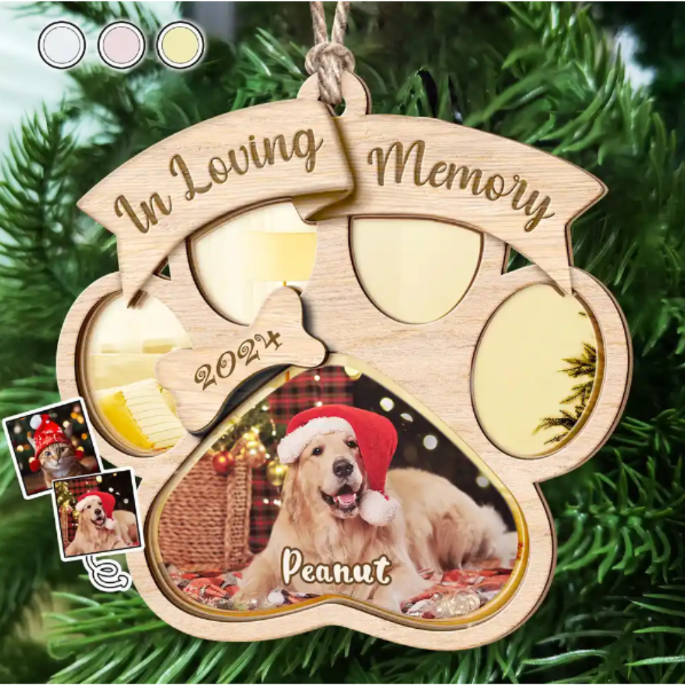 Custom Photo Memorial Dog Cat Pet You Left Paw Prints On My Heart - Personalized Mirror Ornament, Personalized In Loving Memory Ornament 2024 ON0322