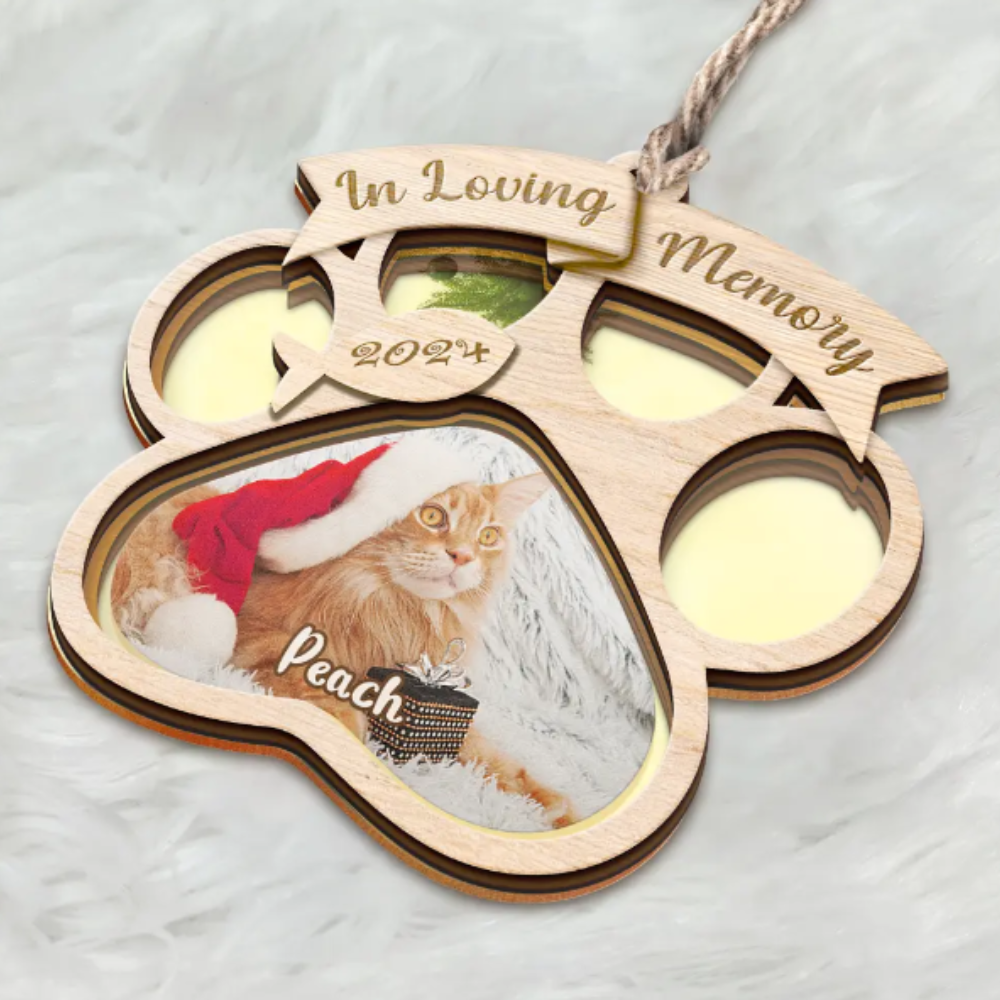 Custom Photo Memorial Dog Cat Pet You Left Paw Prints On My Heart - Personalized Mirror Ornament, Personalized In Loving Memory Ornament 2024 ON0322