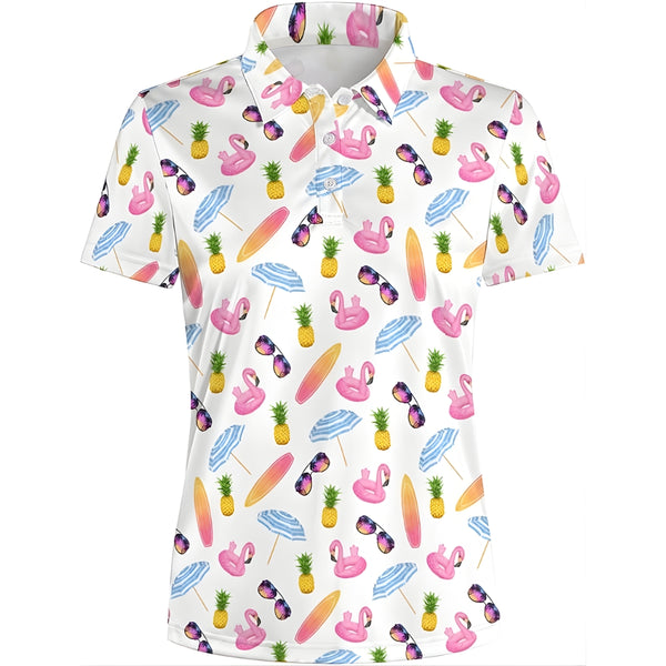 Tropical Summer Flamingo Golf Polo Shirt Womens, Summer Golf Shirt For Ladies GZ0183