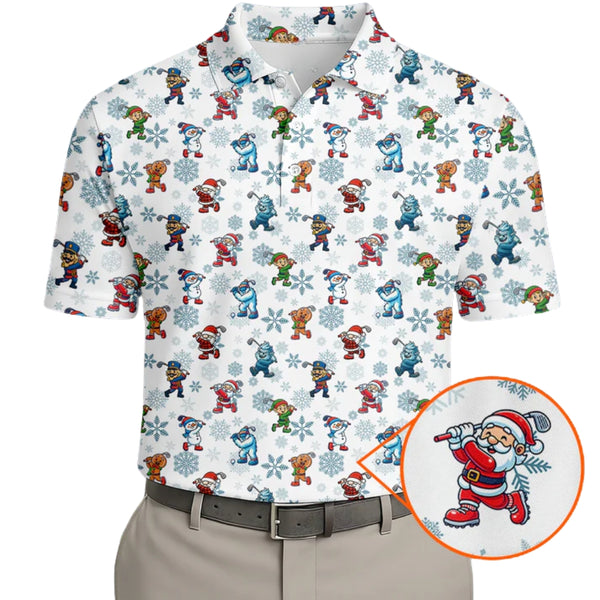 Characters Christmas Golf Polo Shirt For Men, Funny Christmas Golf Shirts For Mens GB0007