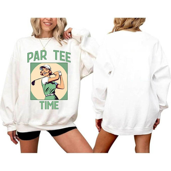 Par Tee Time Light Pink Women's Golf Sweatshirt, Funny Golf Sweatshirt Womens GE0141