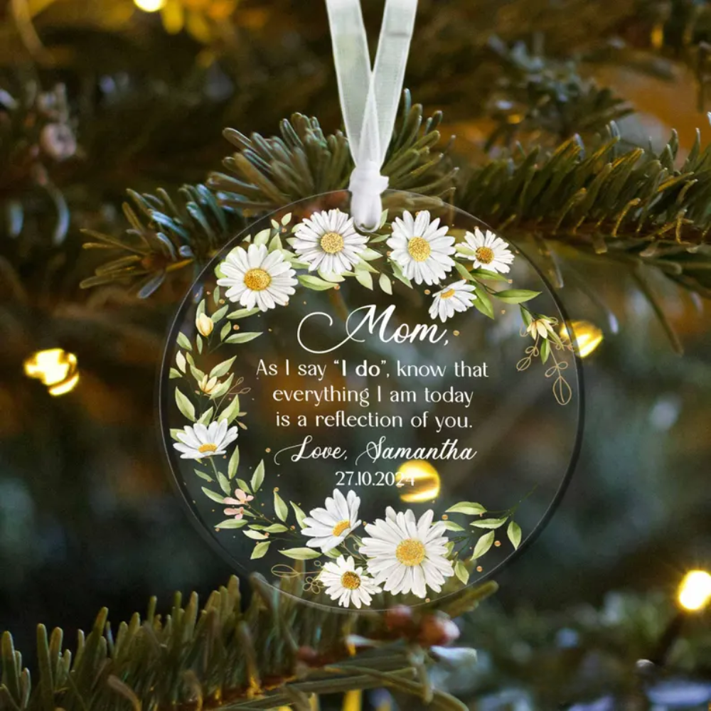 Personalized Thank You Mother of the Bride Groom Ornament, Custom Mom Wedding Christmas Ornament ON0345