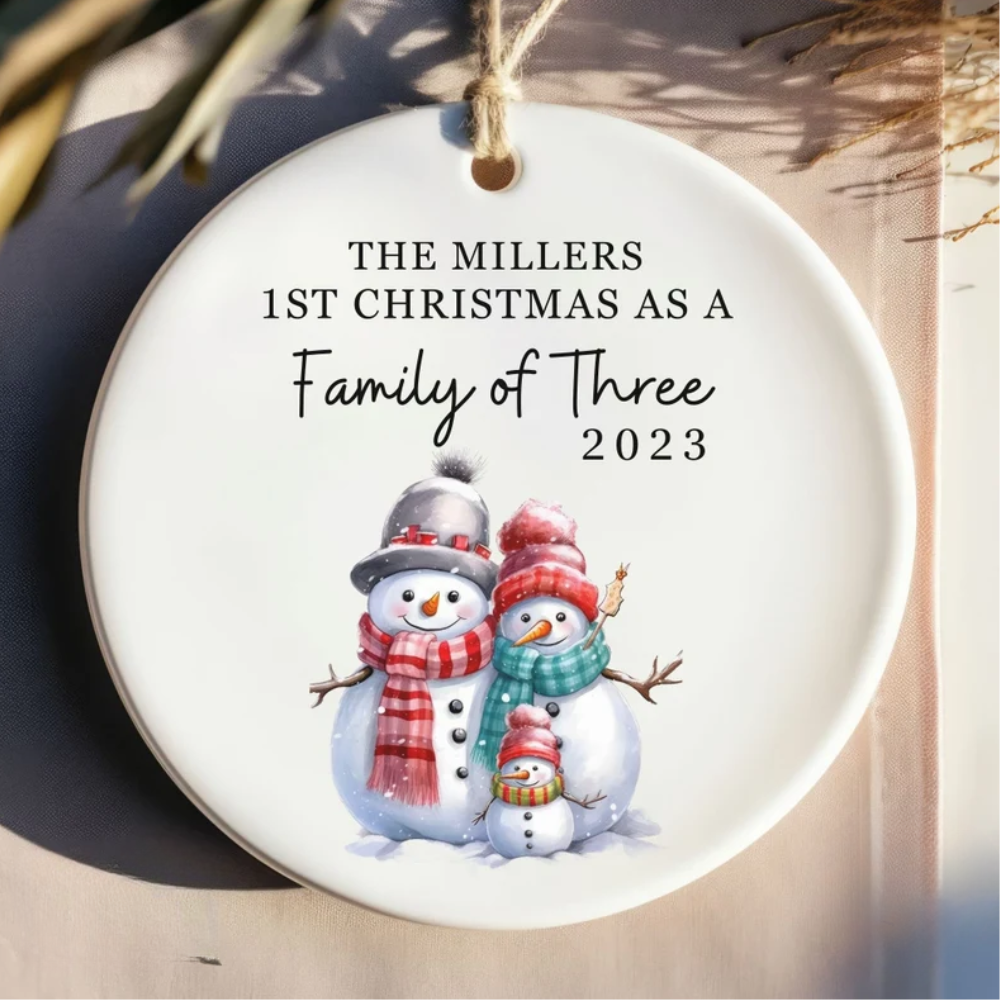 Personalized 1st Christmas As A Family Of Three Ornament 2024, Custom First Christmas Ornament ON0348