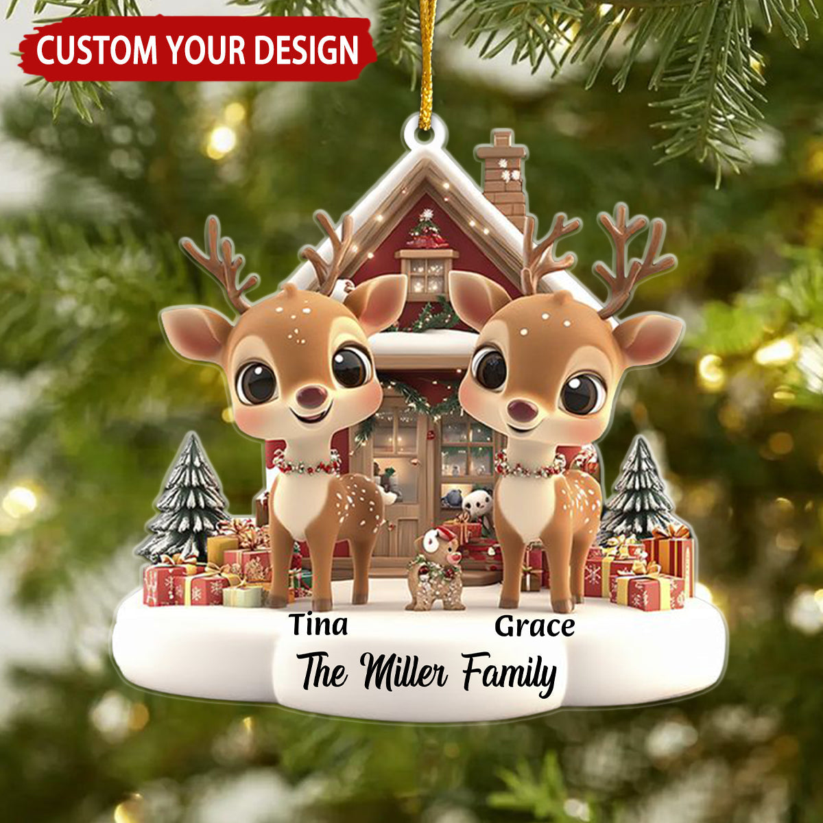 Reindeer Family Personalized Christmas Ornament, Custom Family Christmas Ornament 2024 ON1412