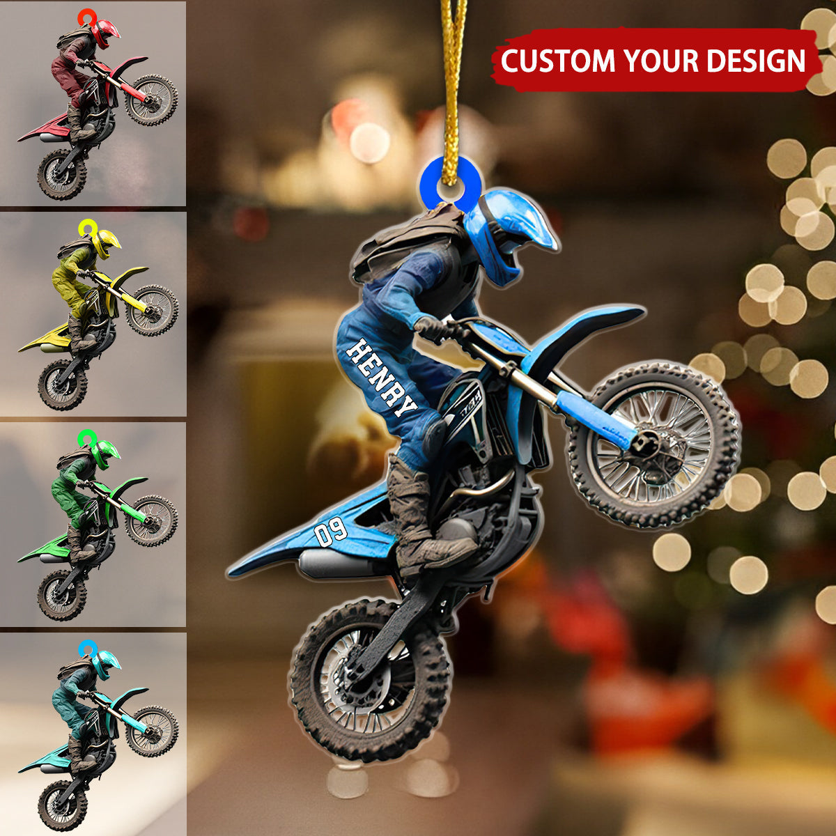 Dirt Bike Personalized Christmas Ornament, Custom Name Number Racing Lovers Ornament ON1730