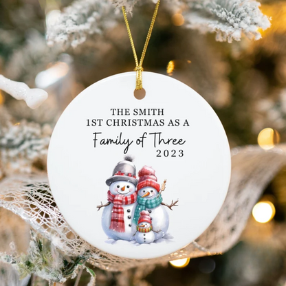 Personalized 1st Christmas As A Family Of Three Ornament 2024, Custom First Christmas Ornament ON0348