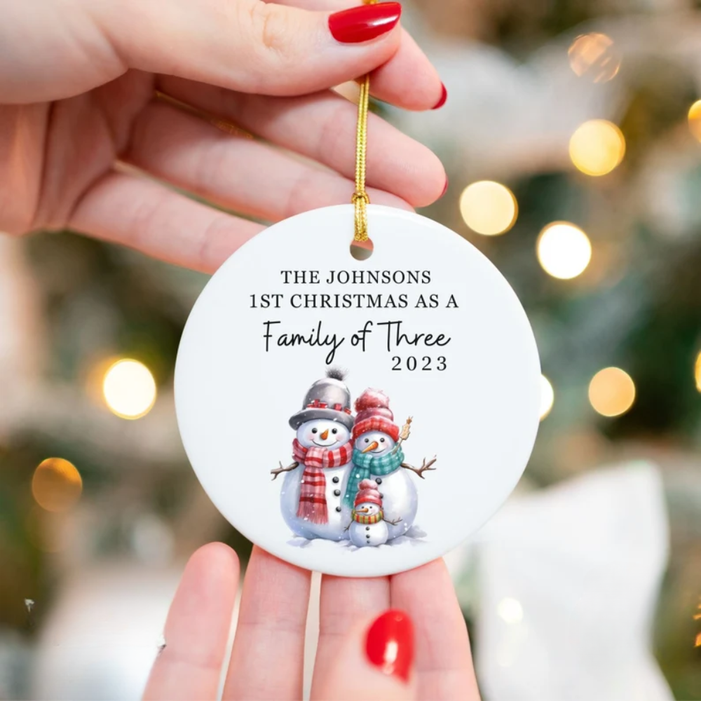 Personalized 1st Christmas As A Family Of Three Ornament 2024, Custom First Christmas Ornament ON0348