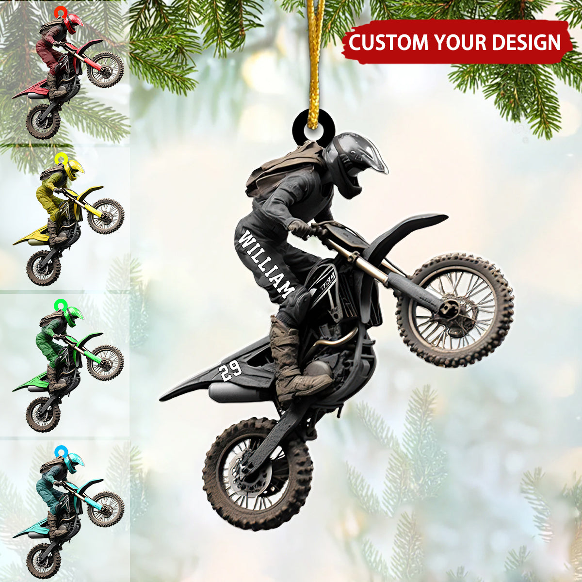 Dirt Bike Personalized Christmas Ornament, Custom Name Number Racing Lovers Ornament ON1730