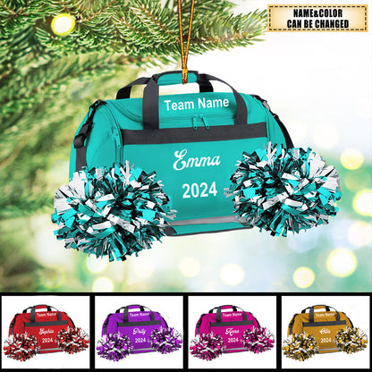 Personalized Cheerleading Bag Acrylic Christmas Ornament, Custom Name Cheerleader Ornament ON1495