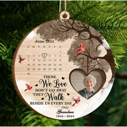 Custom Photo Calendar The Day God Called You Home Memorial - Personalized 2-Layered Wooden Ornament, Personalized Memorial Christmas Ornament ON0378