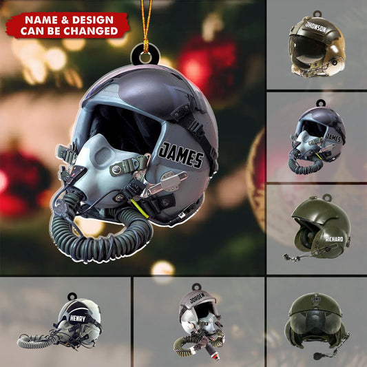 Military Flight Helmet Personalized Acrylic Ornament, Custom Name Soldier Ornament ON1409