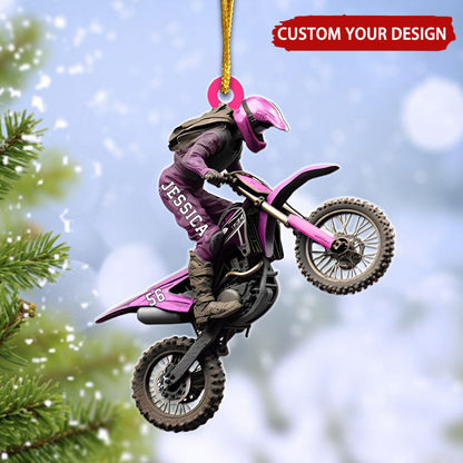 Dirt Bike Personalized Christmas Ornament, Custom Name Number Racing Lovers Ornament ON1730