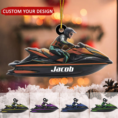 Jet Ski Personalized Christmas Acrylic Ornament, Custom Name Jet Ski Lovers Ornament ON1731