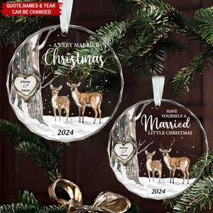 Married Little Christmas – Gift For Couple Personalized Glass Ornament, Custom A Very Married Christmas Couple Ornament With Name ON0522