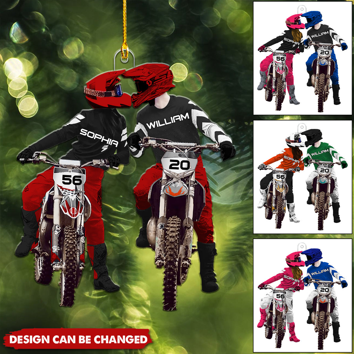 Personalized Motocross Couples Christmas Ornament, Motocross Lovers Acrylic Ornament ON1539