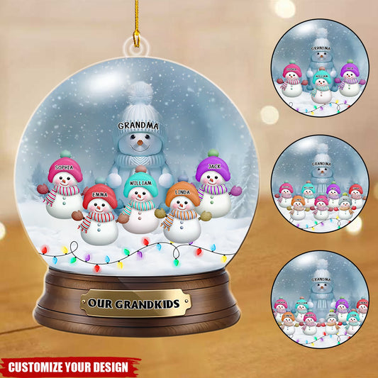 Our Grandkids, Grandma Snowman Christmas - Personalized Acrylic Ornament, Custom Family Christmas Ornament 2024 ON1172