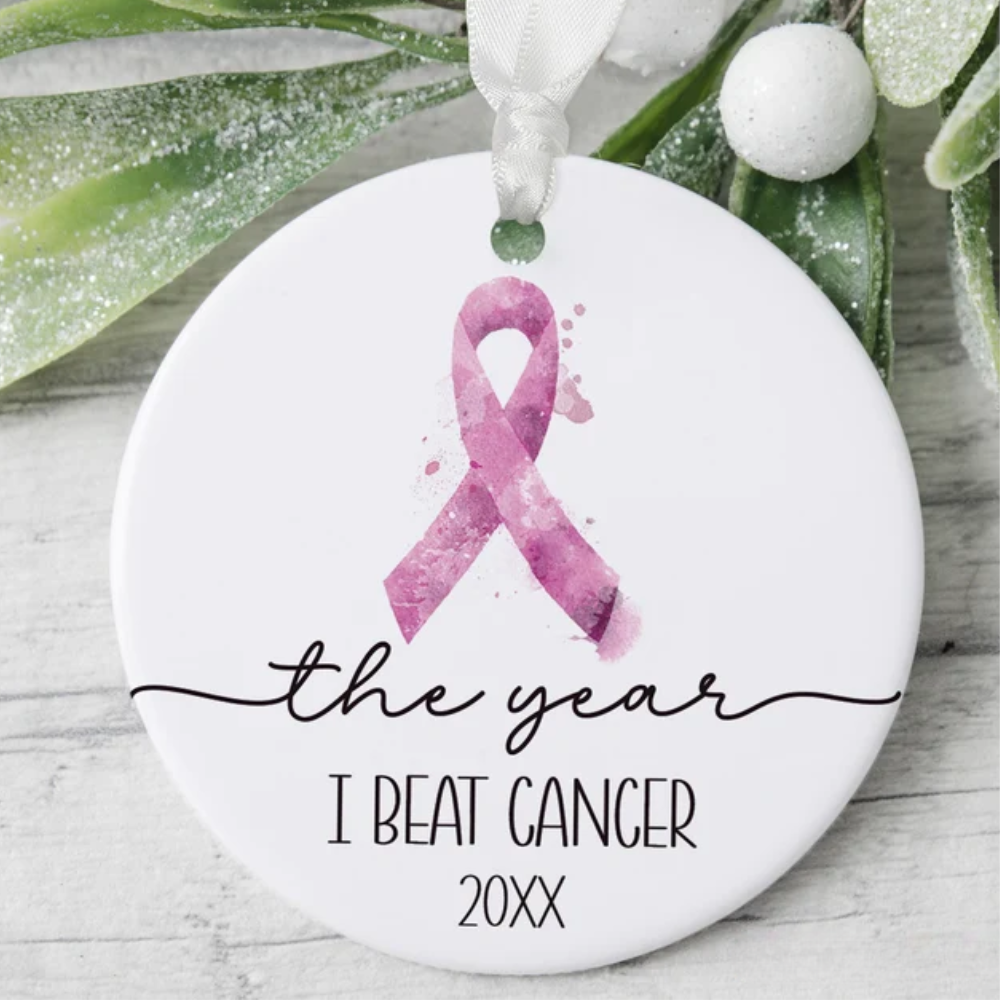 Personalized The Year I Beat Cancer Ornament, Custom Breast Cancer Survivor Ornament 2024 ON0299