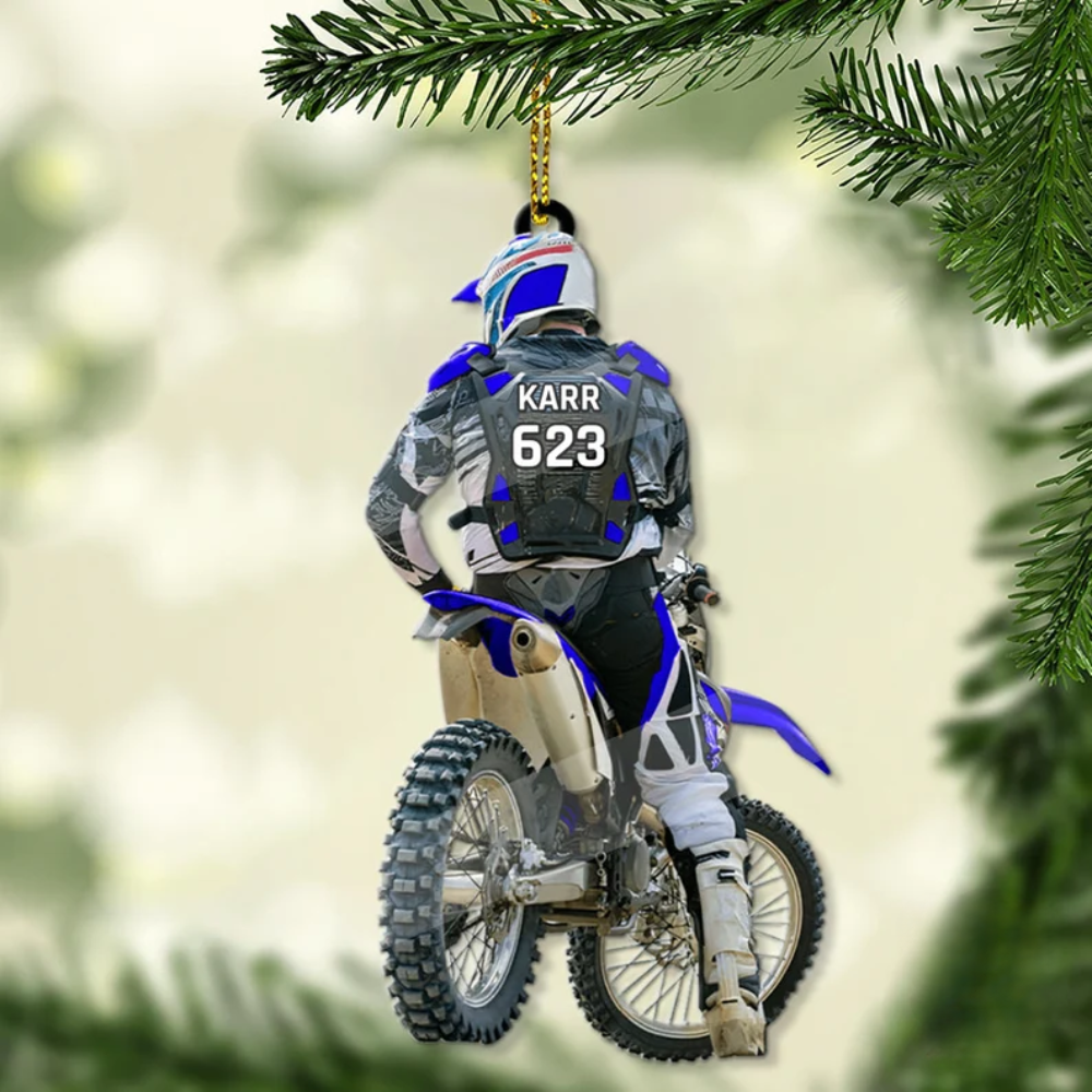 Personalized FLAT Motocross Lover Christmas Ornament, Custom Name Dirt Bike Christmas Ornament ON0332