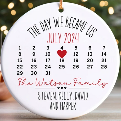 Personalized The Day We Became Us Adoption Ornament 2024, Custom Announcement Adopted Ornament for New Parents, Adoption Day Ornament ON0407