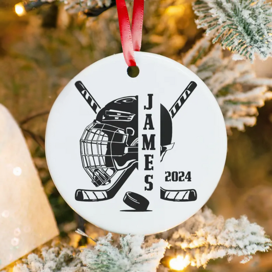 Personalized Hockey Christmas Ornament 2024, Customized Year & Name Hockey Ornament Christmas 2024, Personalized Hockey Sports Ornament For Hockey Player ON0211