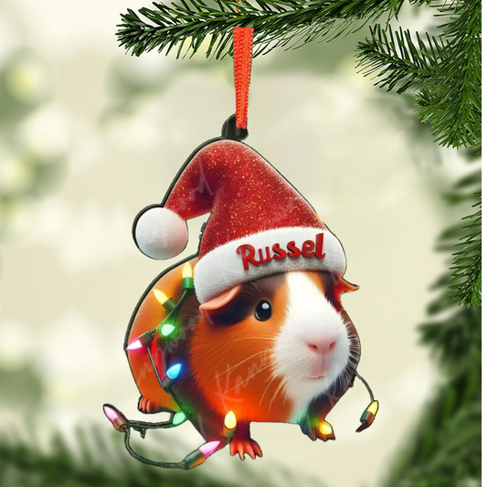 Personalized Guinea Pig Light Christmas Ornament, Custom Name Guinea Pig Ornament ON1198