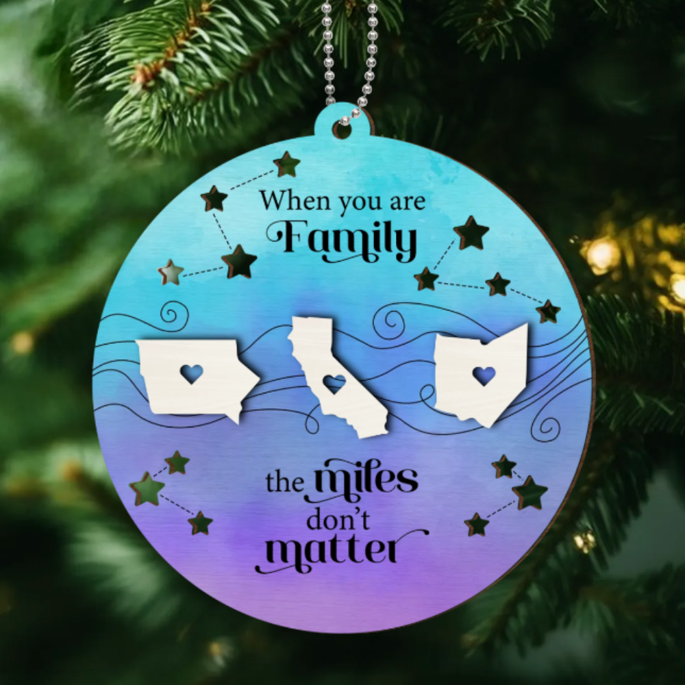 Long Distance Family Friends Siblings Sisters Besties Personalized 2-Layered Wooden Ornament, Custom State Family Friend Christmas Ornament 2024 ON0104