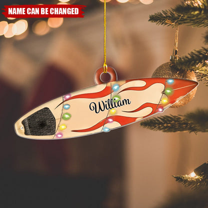 Personalized Surfboard Christmas Shaped Ornament – Custom Name Surfing Player Ornament ON1621