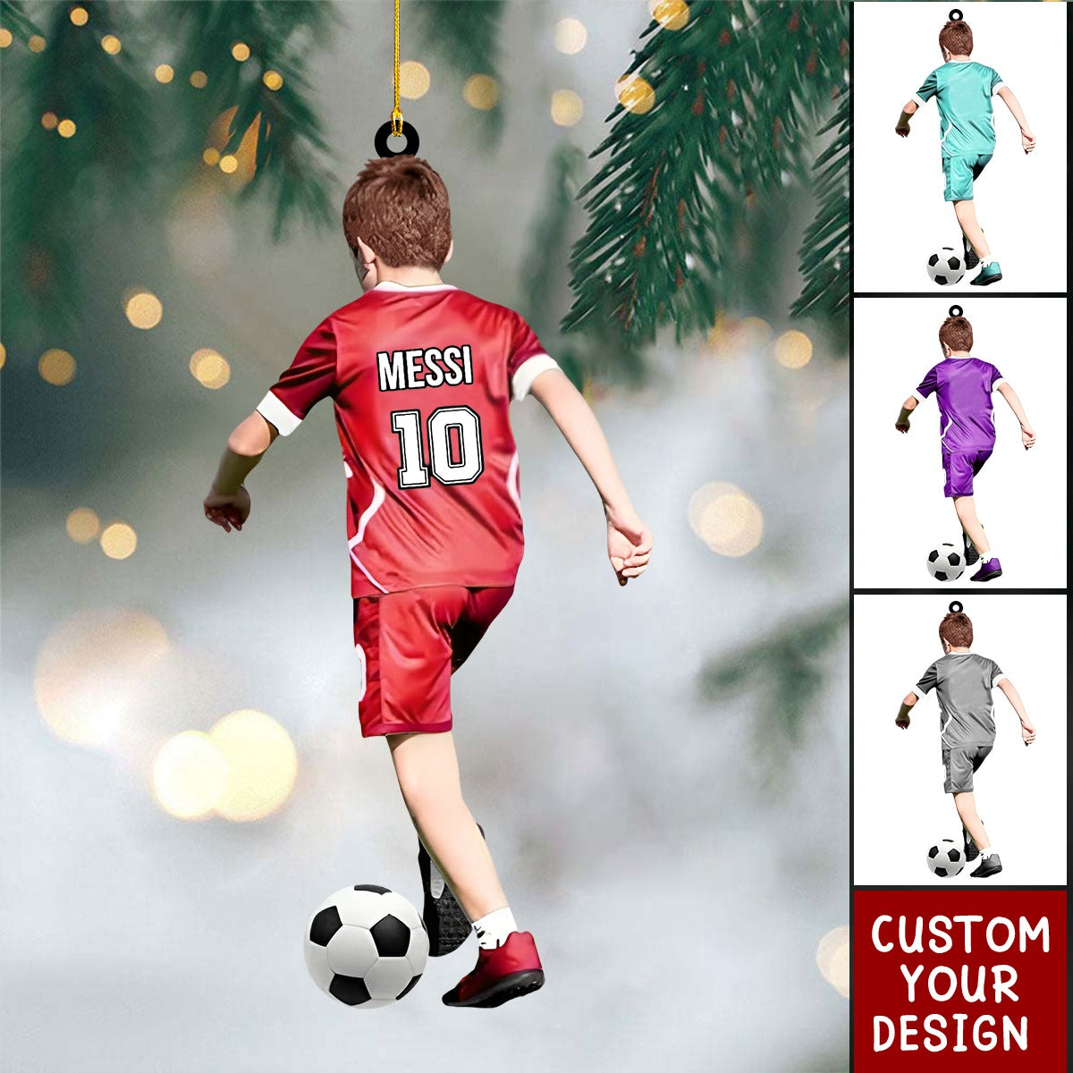 Personalized Soccer Boy Christmas Ornament, Custom Name Number Soccer Lovers Ornament 2024 ON1429