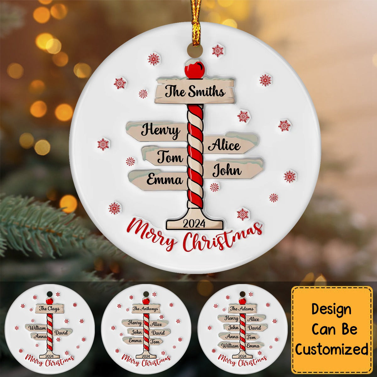 Christmas Tree Ornament With Family Names Personalized Ornament, Personalized Merry Christmas Family Christmas Ornament 2024 ON0342