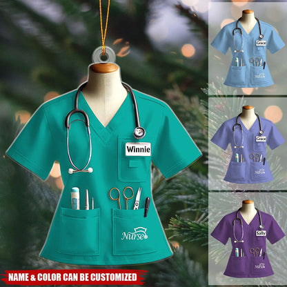 Nurse Uniform Custom Name Ornament, Personalized Nurse Christmas Ornament 2024 ON1558