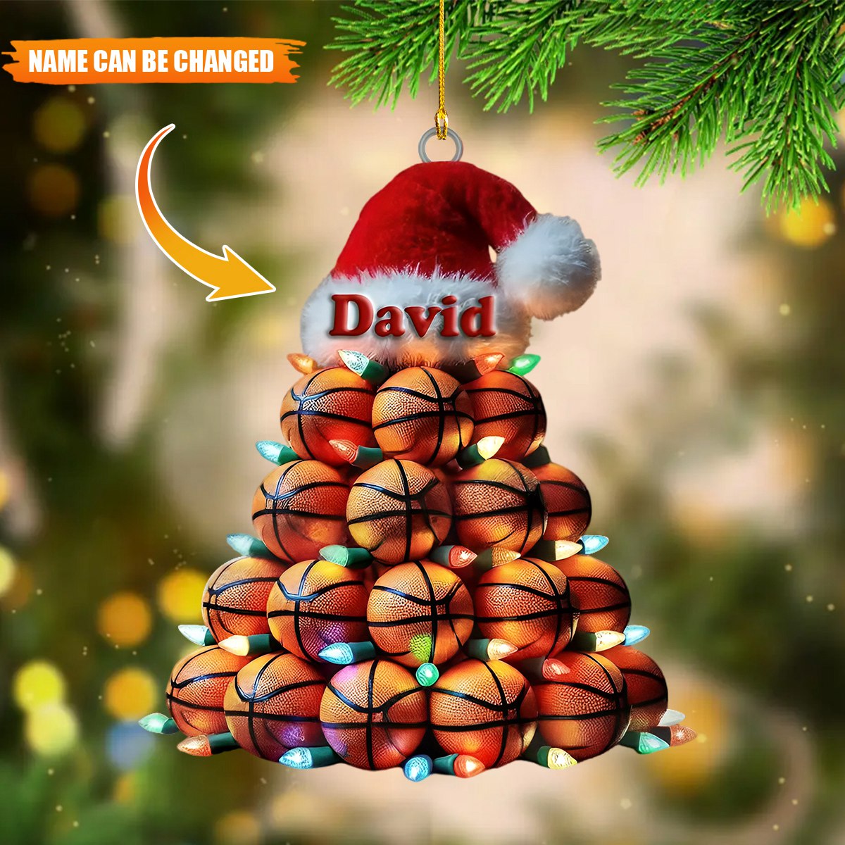 Custom Name Basketball Christmas Tree Ornament, Personalized Basketball Lover Ornament ON1624