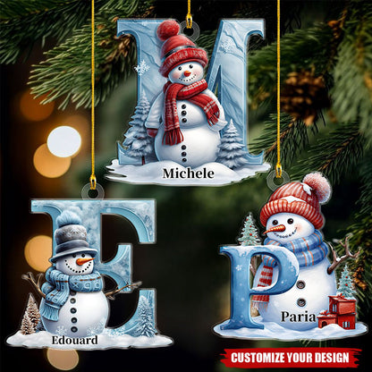 Beautiful Snowman Letter/Number Ornament-Personalized Acrylic Ornament, Custom Initial Letter Name Christmas Ornament ON1126