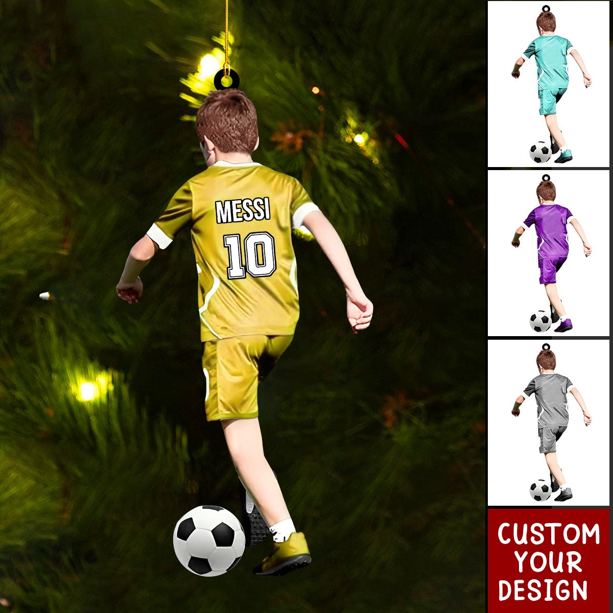 Personalized Soccer Boy Christmas Ornament, Custom Name Number Soccer Lovers Ornament 2024 ON1429