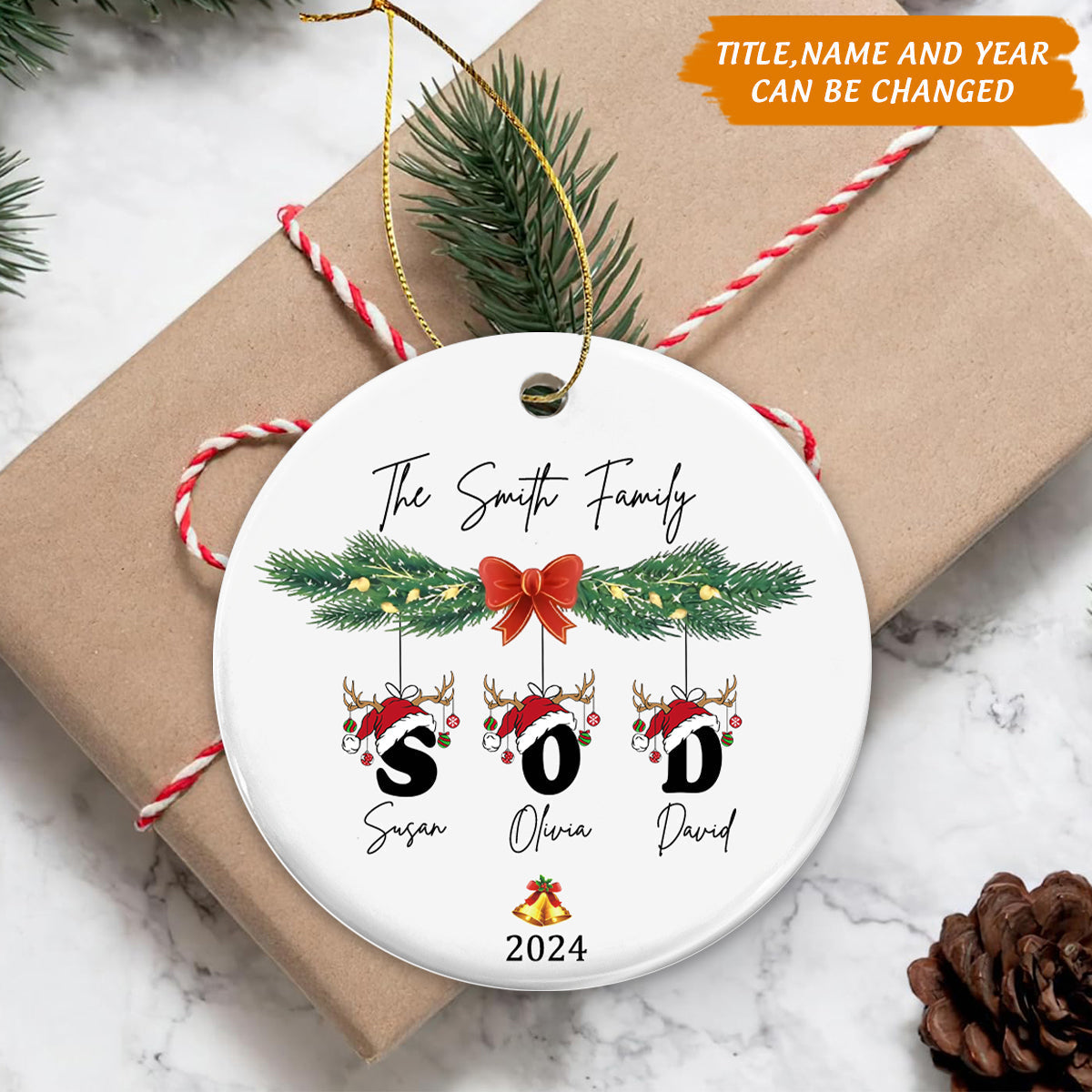 Personalized Christmas Ornaments With Name And Year, Custom Our First Christmas Together Alphabet Ornament, Family Christmas Ornament 2024 ON0128