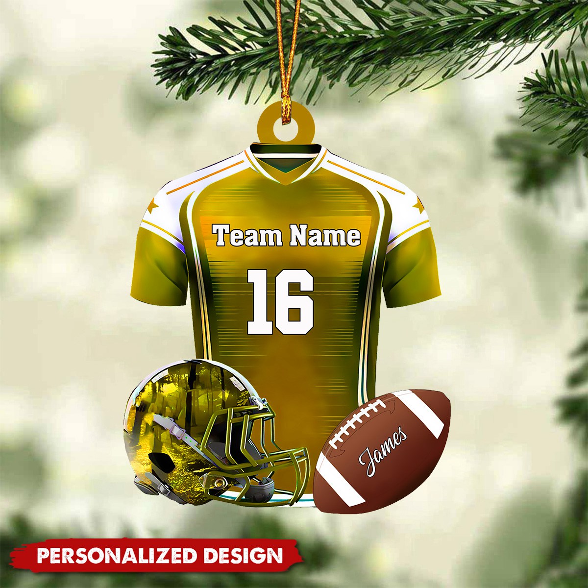 Personalized Name Football Ornaments 2024, Custom Football Jersey Ornament ON1424