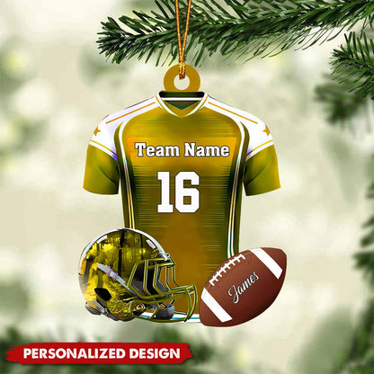 Personalized Name Football Ornaments 2024, Custom Football Jersey Ornament ON1424